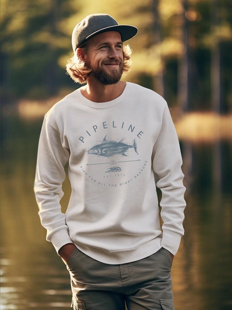 PIPELINE “Fish 4 All” Men’s Long Sleeve Graphic Sweatshirt - Image 2
