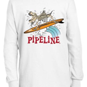 PIPELINE “Surfing Dino Skeleton” Toddler Long Sleeve Graphic Tee
