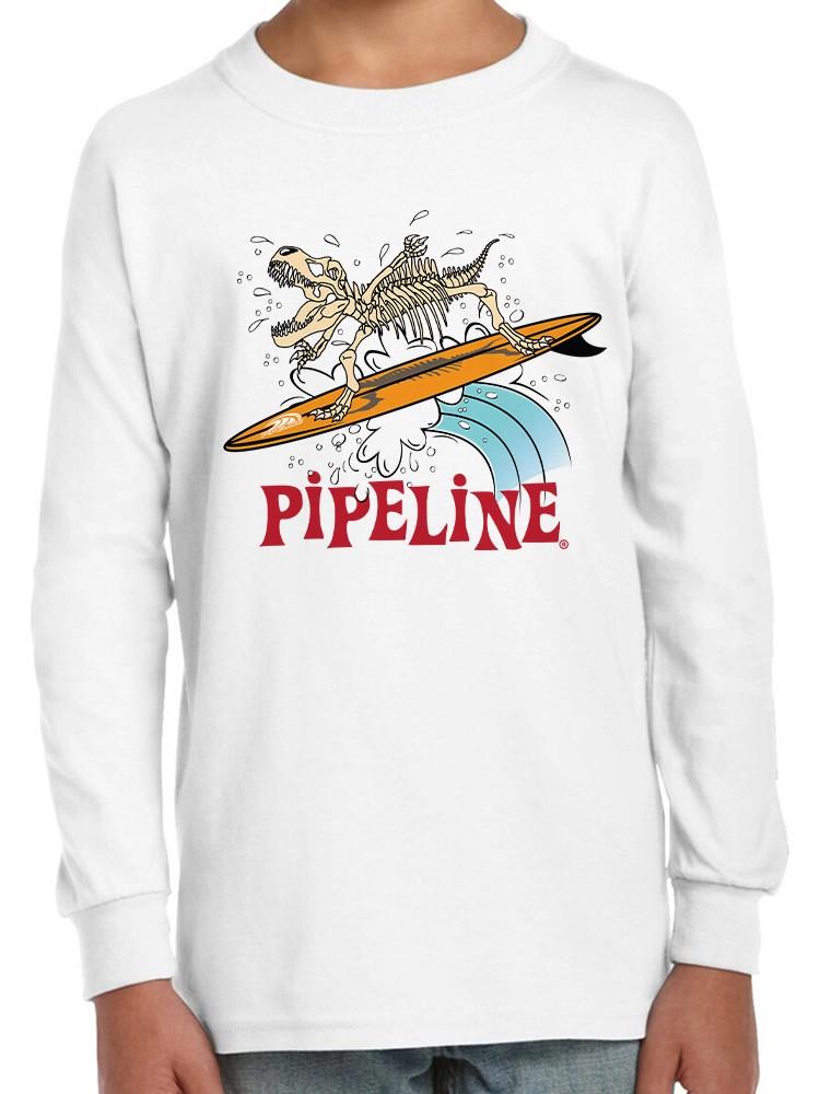 PIPELINE “Surfing Dino Skeleton” Toddler Long Sleeve Graphic Tee - Image 1