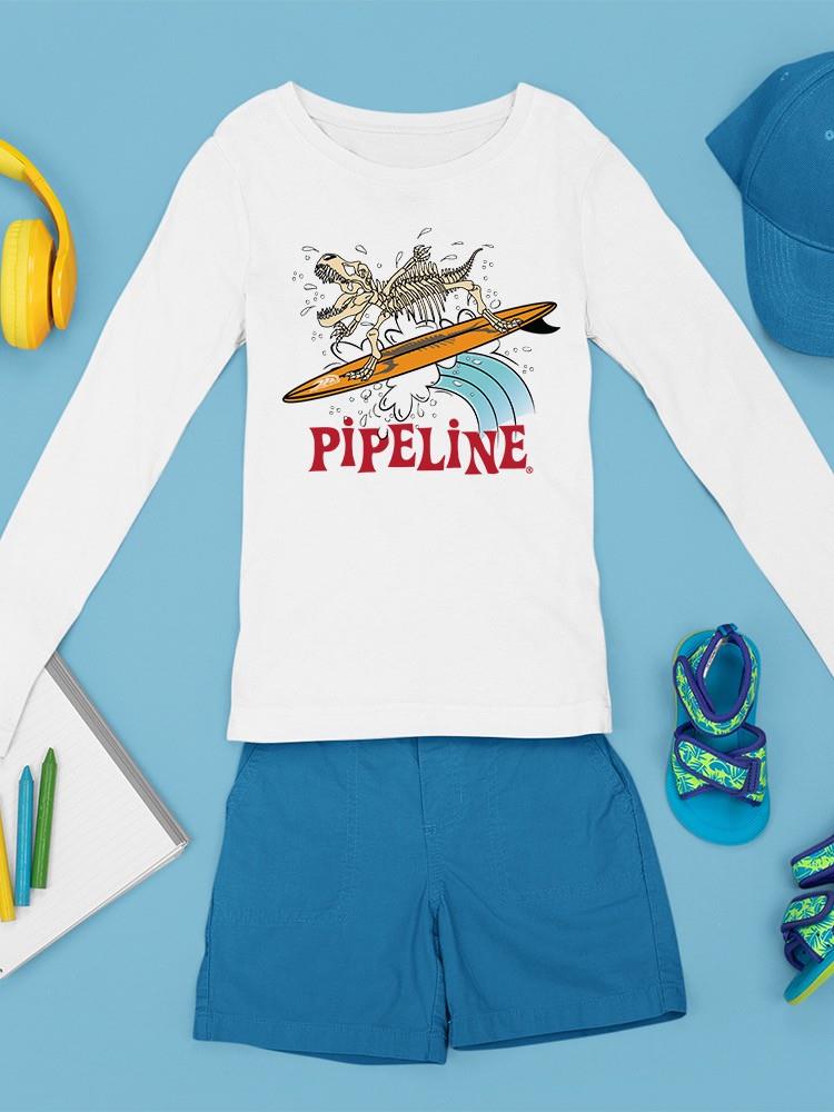 PIPELINE “Surfing Dino Skeleton” Toddler Long Sleeve Graphic Tee - Image 3