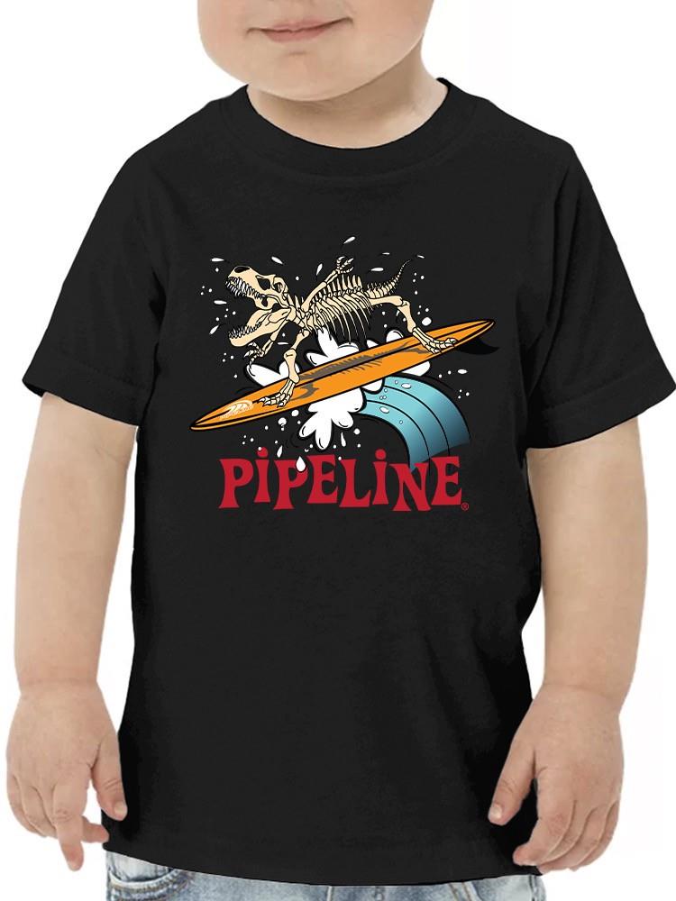 PIPELINE “Surfing Dino Skeleton” Toddler Short Sleeve Graphic Tee - Image 1