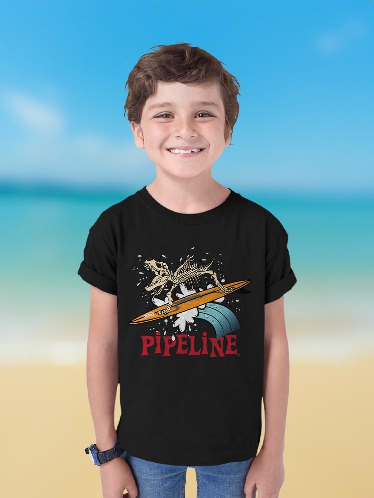 PIPELINE “Surfing Dino Skeleton” Toddler Short Sleeve Graphic Tee - Image 2
