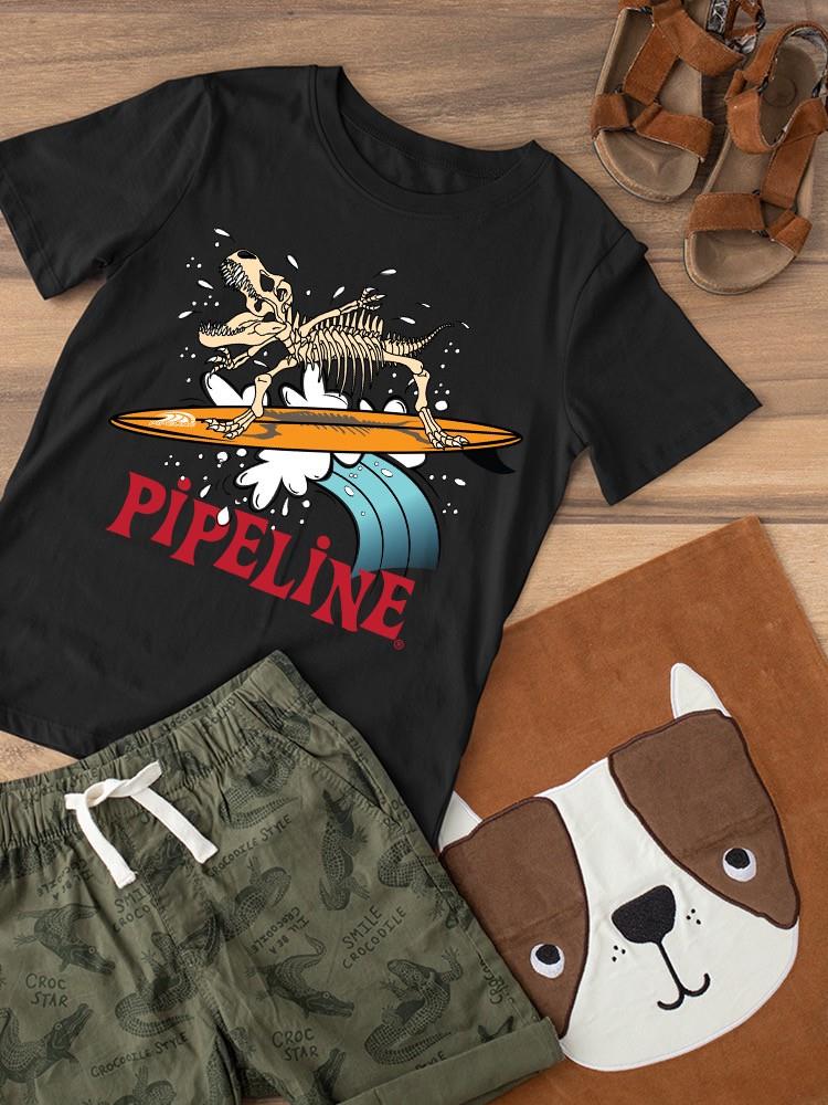PIPELINE “Surfing Dino Skeleton” Toddler Short Sleeve Graphic Tee - Image 3