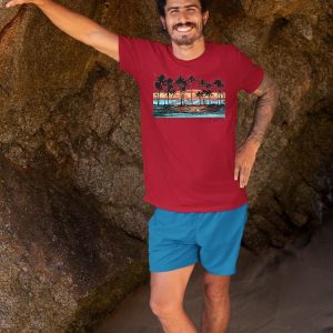 PIPELINE “Palm Tree Retro Stripe” Men’s Short Sleeve Graphic Tee