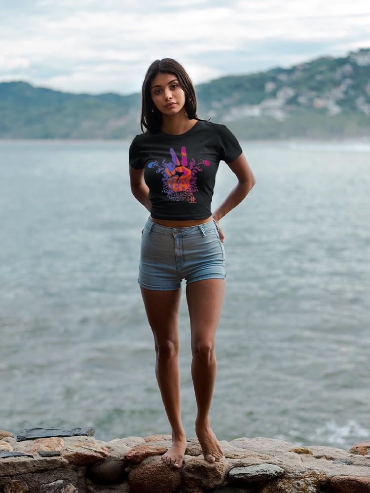 PIPELINE Waveflower “Peace & Love” Women’s Graphic Crop Top - Image 2