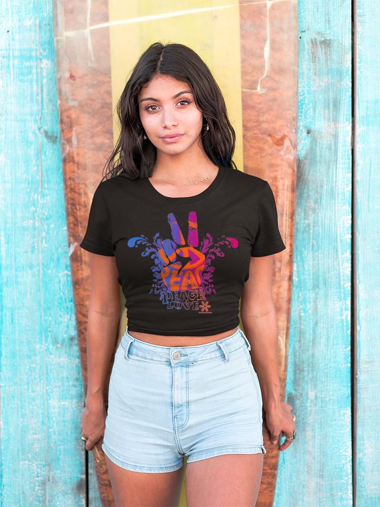 PIPELINE Waveflower “Peace & Love” Women’s Graphic Crop Top - Image 3